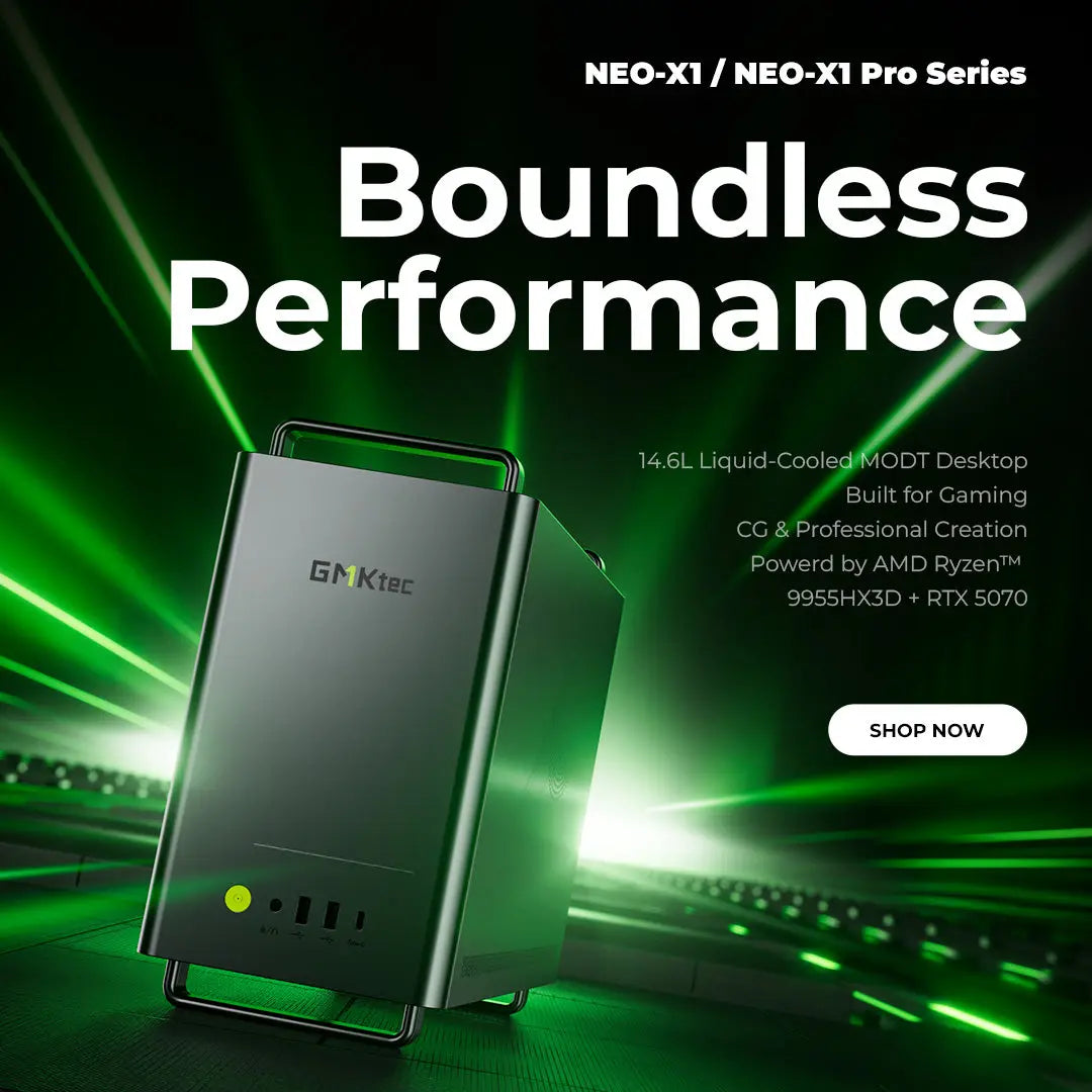 GMKtec NEO-X1 Pro MODT Mini PC AMD Ryzen™ 9 9955HX3D + NVIDIA® GeForce RTX™ 5070 GMKtec US
