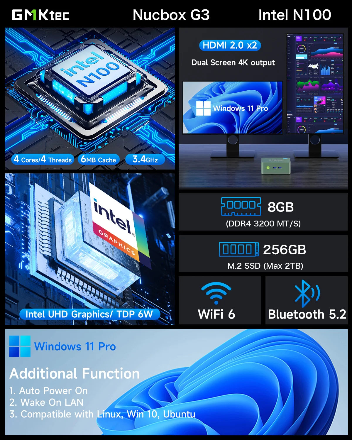 GMKtec NucBox G3 Mini PC 12th Intel® Alder Lake N100 GMKtec NucBox G3 Mini PC 12th Intel® Alder Lake N100