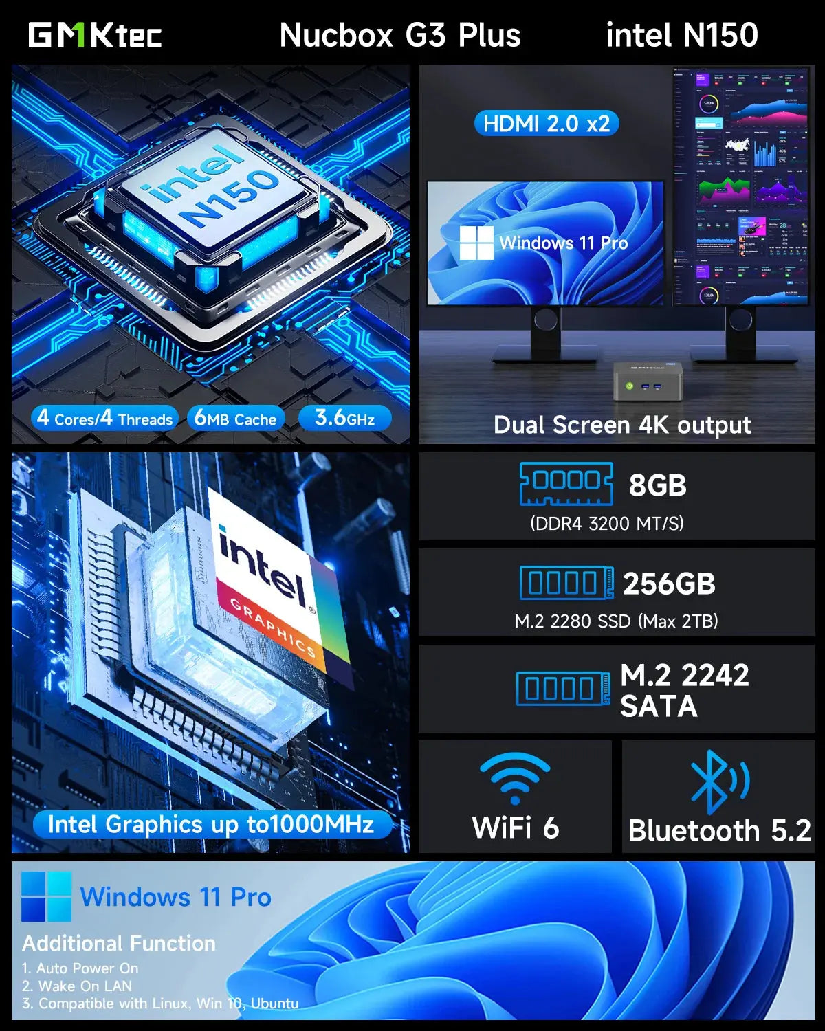 GMKtec NucBox G3 Plus Mini PC Intel® 12th Twin Lake N150 - GMKtec GMKtec NucBox G3 Plus Mini PC Intel® 12th Twin Lake N150 - GMKtec