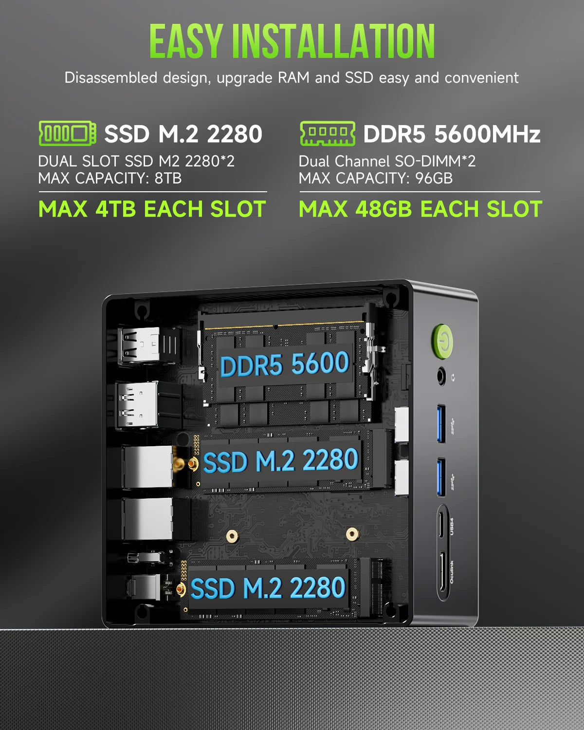 GMKtec K11 1TB ミニPC 新品未使用 DDR5 5600 64gb GMKtec NucBox K11 ミニPC メモリ32GB ストレージ1TB AMD Ryzen 9