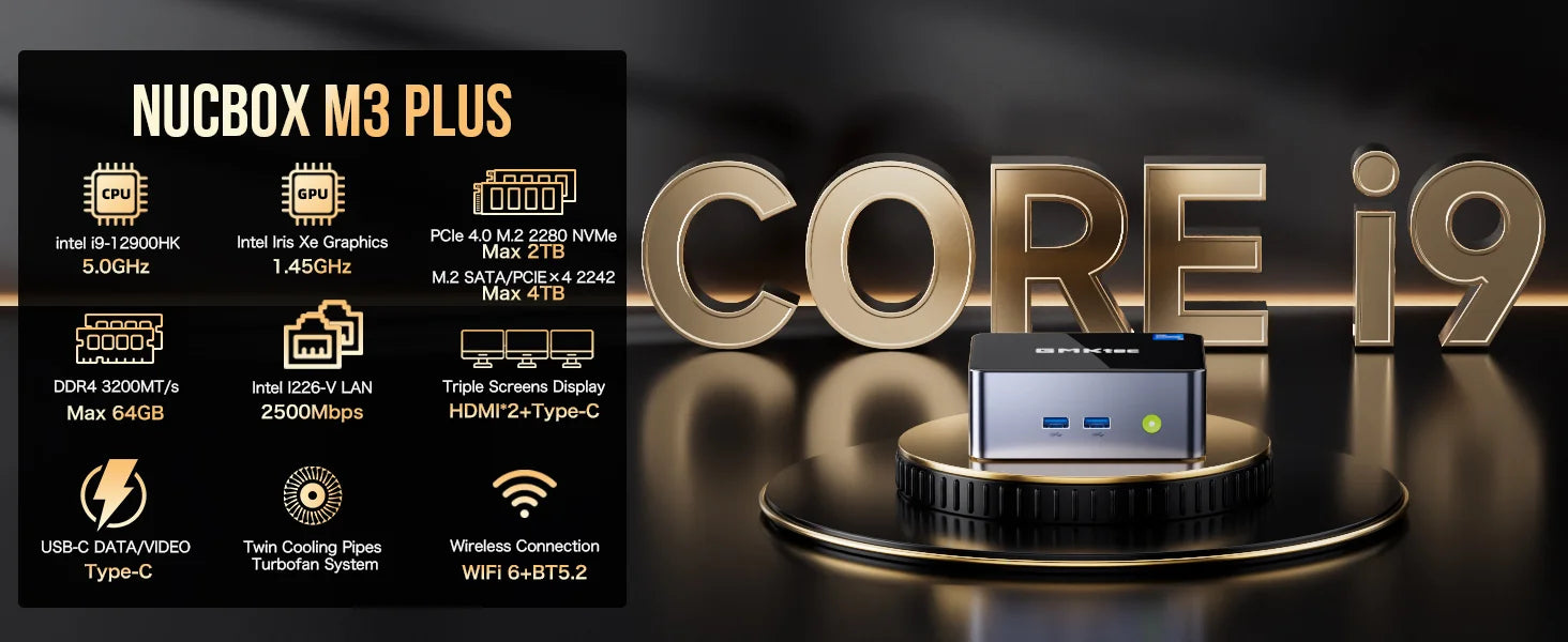 ミニPC NucBox M3 PLUS i9-12900HK Ram32GB/256GB Intel 12th Core i9-12900HK Mini PC--NucBox M3 Plus