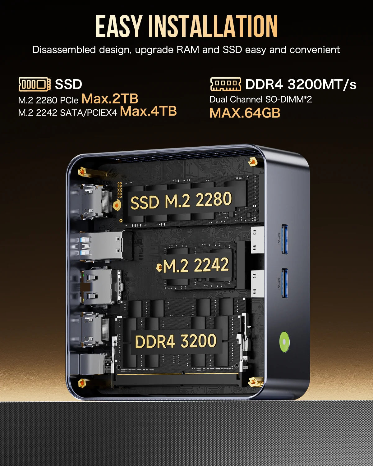 ミニPC NucBox M3 PLUS i9-12900HK Ram32GB/256GB GMKtec NucBox M3 Plus Mini PC Intel® 12th Core™ i9-12900HK