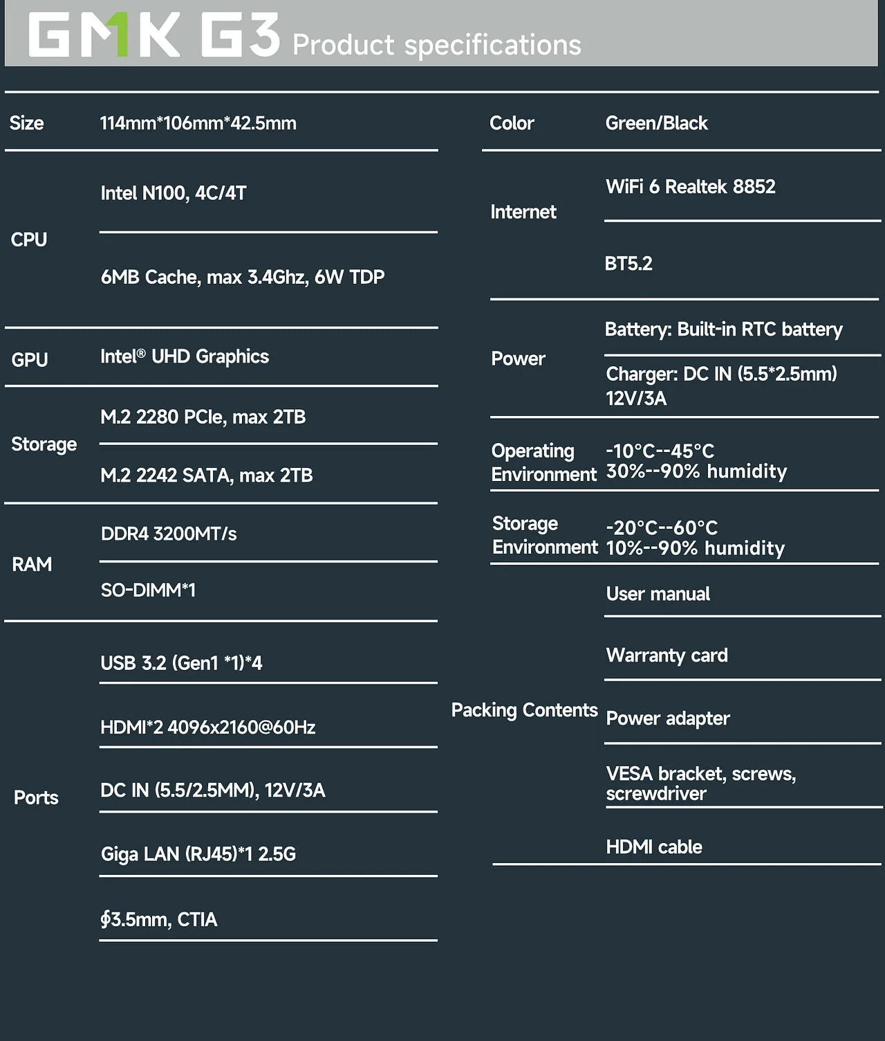 GMKtec NucBox G3 Mini PC 12th Intel® Alder Lake N100
