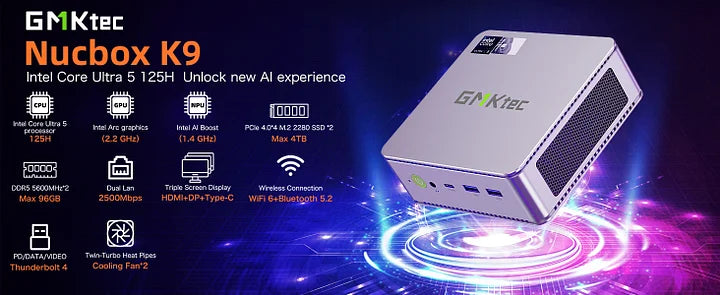 【新品】GMKtec K9 ミニPC（OSあり、ストレージ1TB、メモリなし） GMKtec NucBox K9 Mini PC Intel® Ultra 5 125H