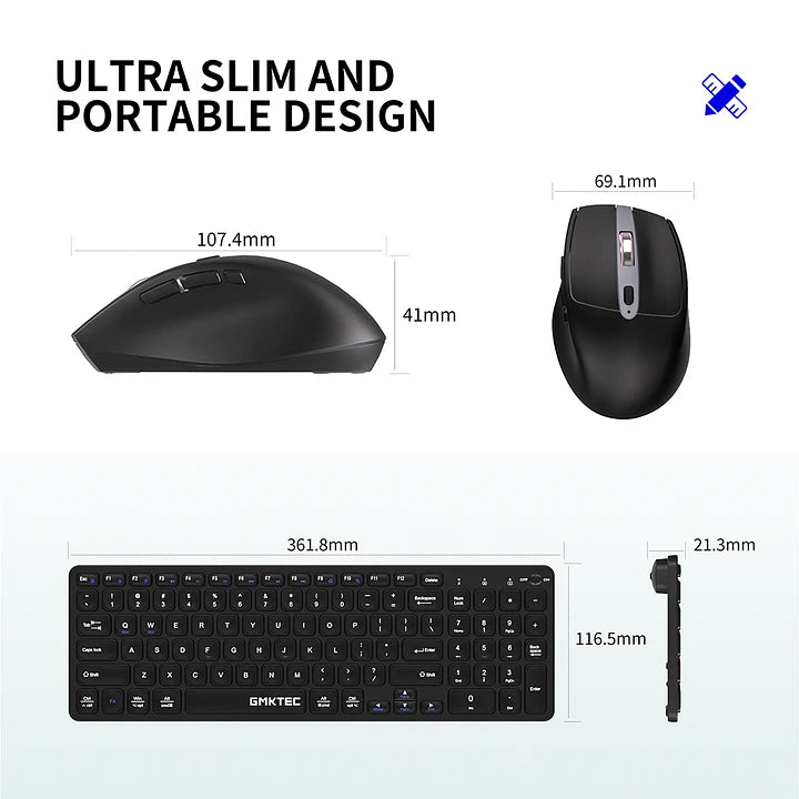 GMKtec 2.4G Wireless Full-sized Keyboard & Mouse Combo