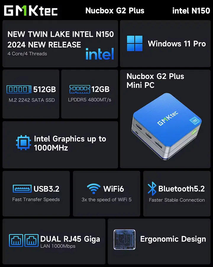 GMKtec NucBox G2 Plus Mini PC Intel® Twin Lake N150 GMKtec